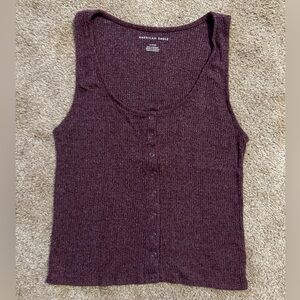 American Eagle Outfitters Maroon Button-Front Tank Top